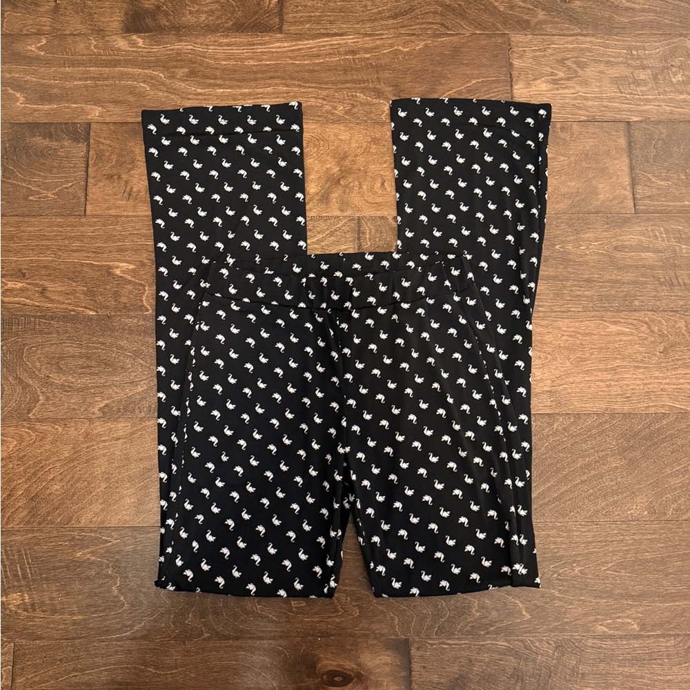 Lbisse NWT High Rise Origami Crane Pattern Boot Cut Pull On Pants